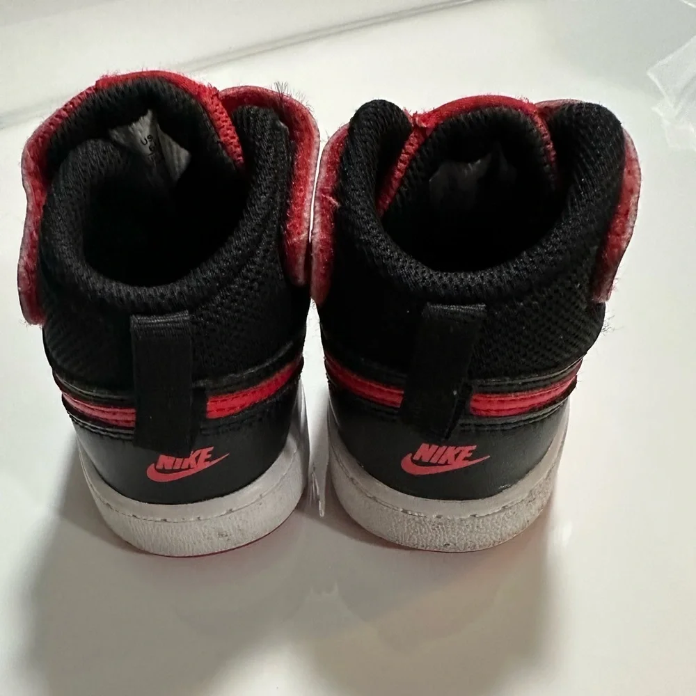 Nike Court Borough Mid 2 TD 'Bred' Black Red White Kids Size 6C